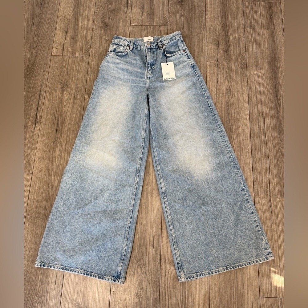 REFORMATION ADDYSON HIGH RISE WIDE LEG JEANS BURNETT NWT SZ 25